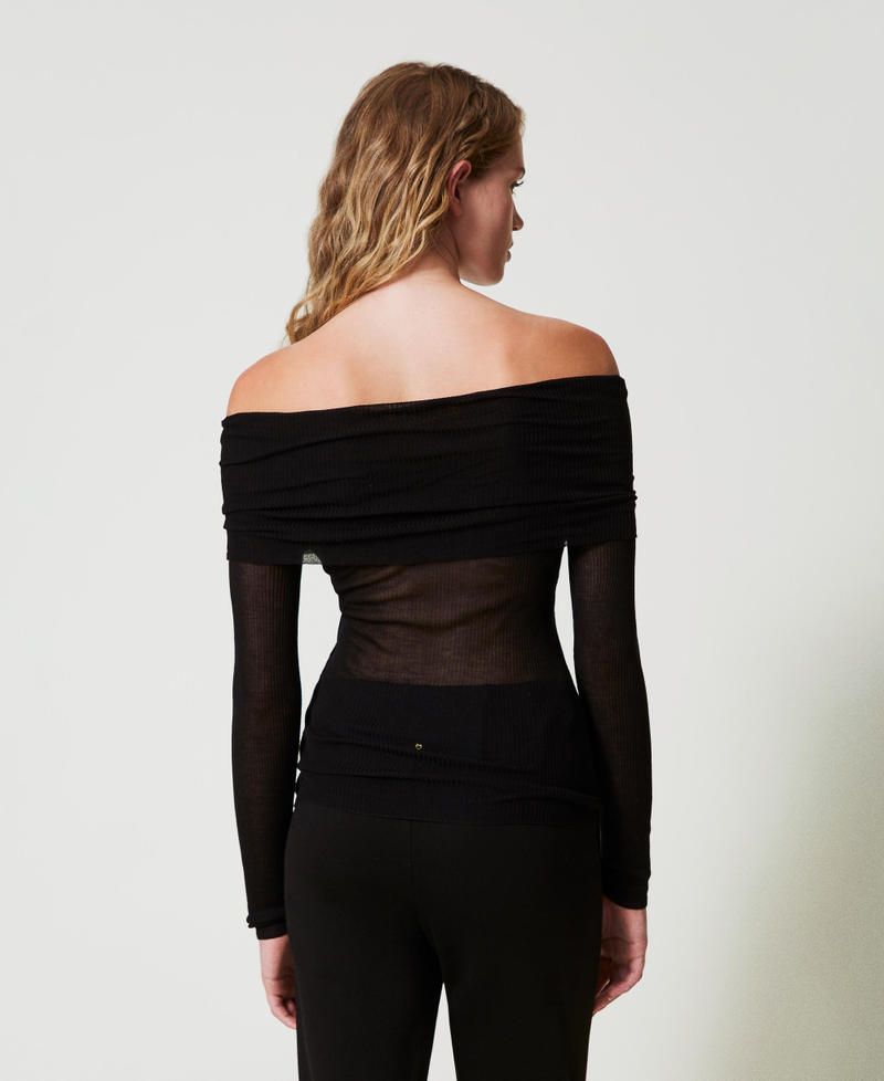 Scee by twin set Maglia off shoulder in viscosa Offerta