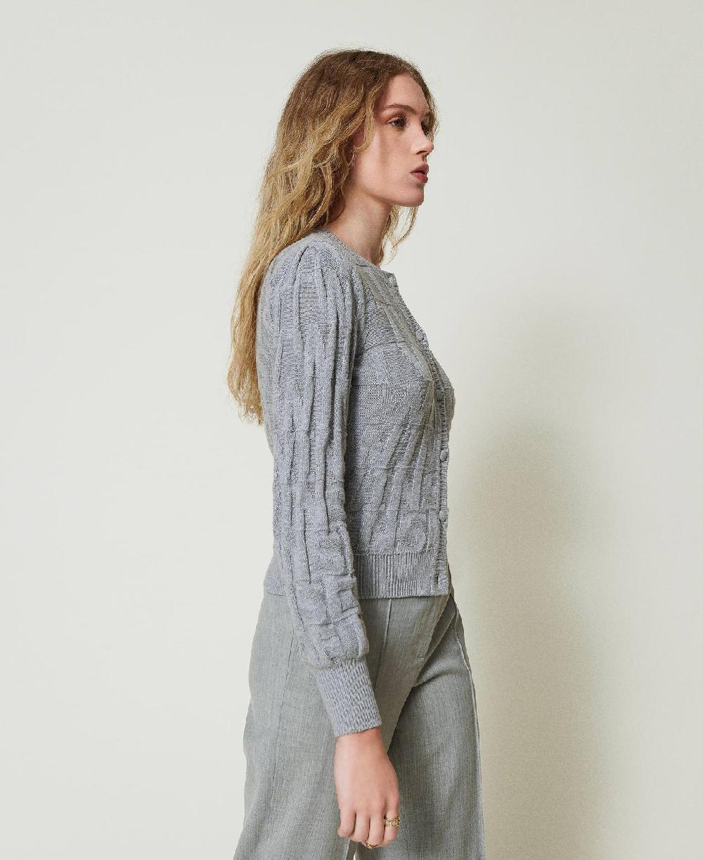 Scee by twin set Cardigan in cotone e cashmere con logo Economico