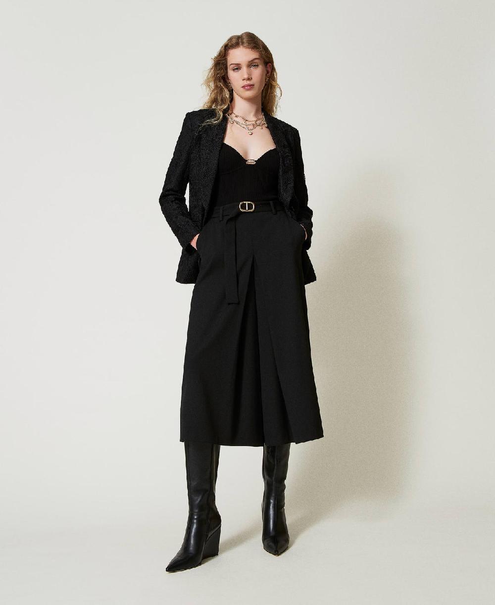 Scee by twin set Gonna pantalone in misto lana con cintura Online