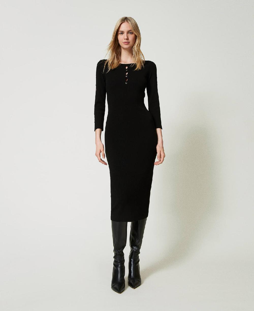Scee by twin set Abito longuette in maglia con cut-out e borchie Hotsell