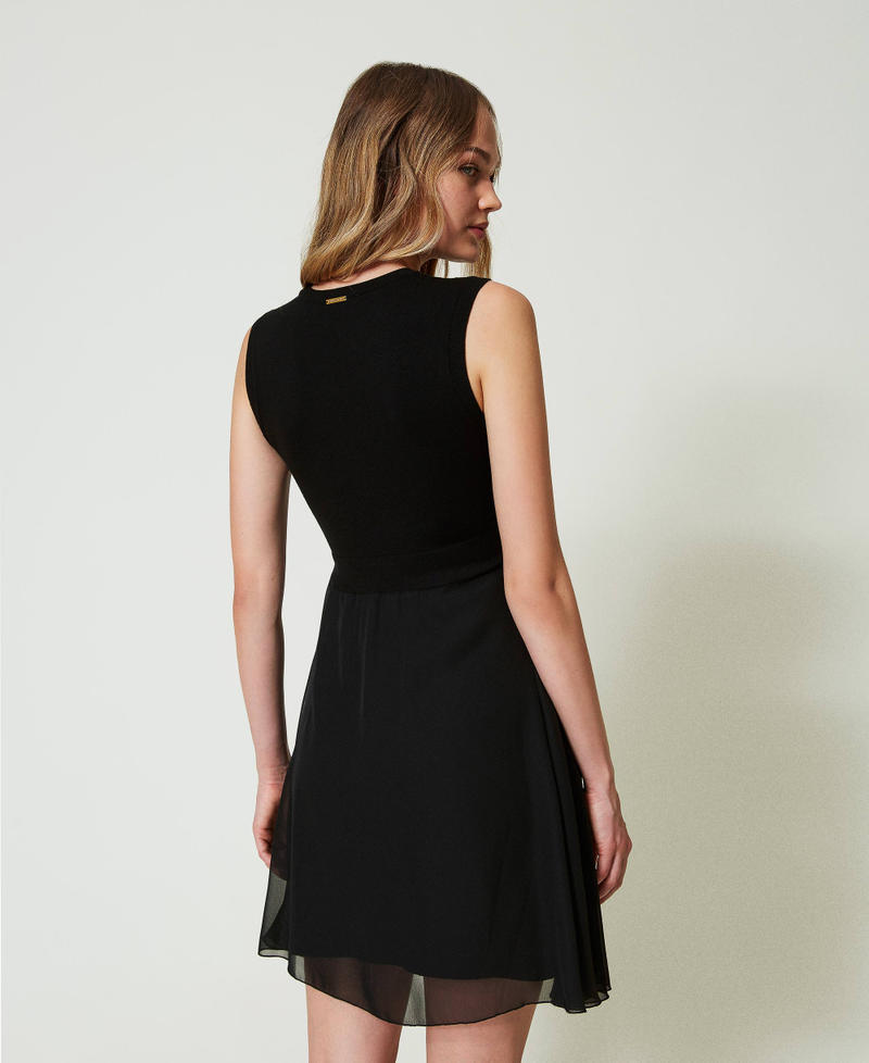 Scee by twin set Abito corto in maglia e georgette Saldi Di Fabbrica
