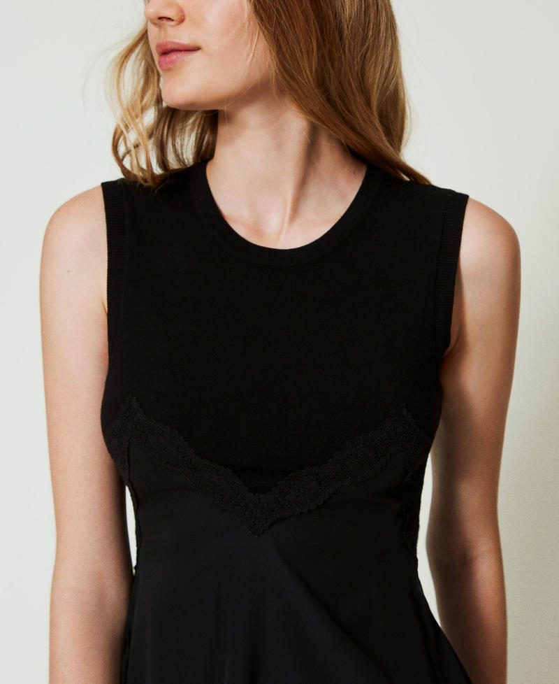 Scee by twin set Abito corto in maglia e georgette Saldi Di Fabbrica