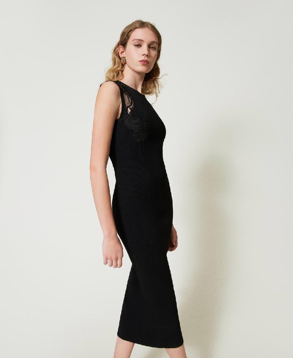 Scee by twin set Abito lungo in maglia con pizzo Negozio