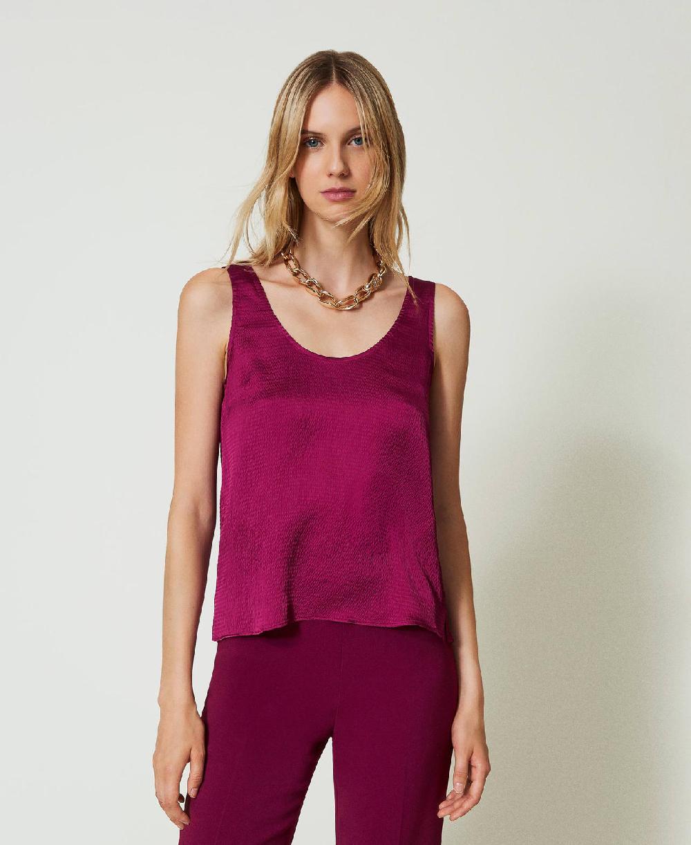 Scee by twin set Top in raso martellato Nuova