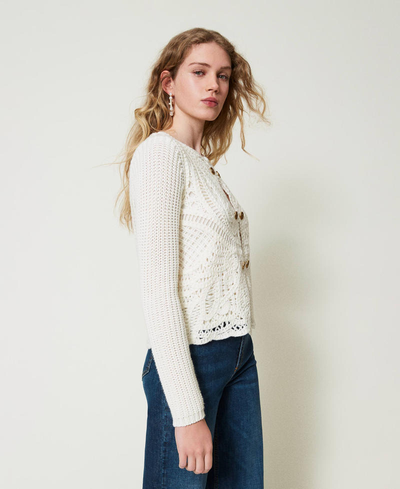 Scee by twin set Giacca in maglia misto lana crochet Sconto di tempo limitato