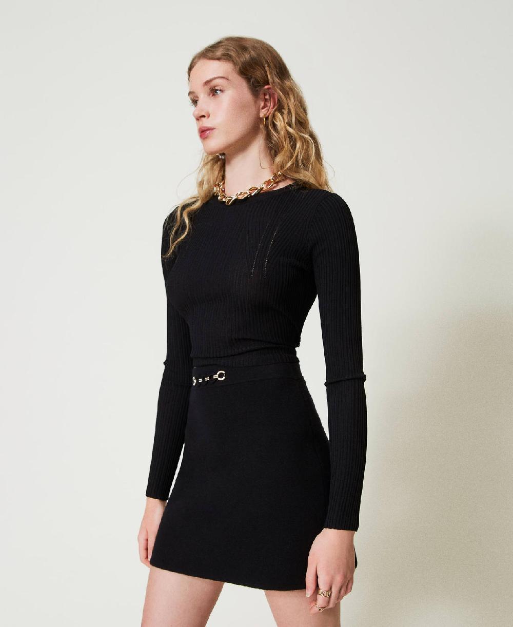 Scee by twin set Minigonna in maglia con applicazione bijoux Prezzo di fabbrica