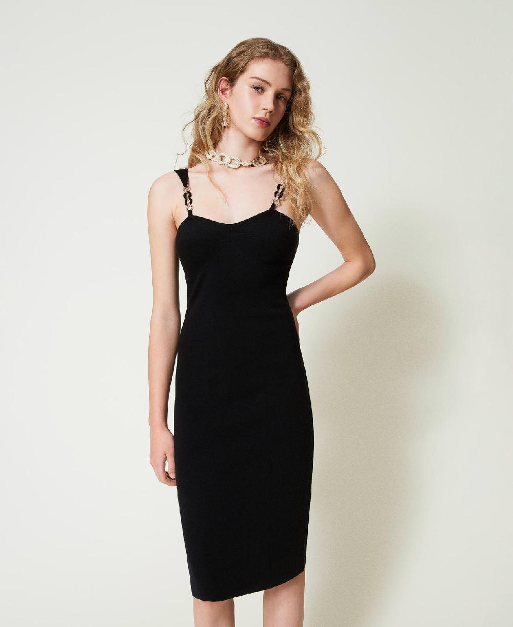Scee by twin set Abito longuette in maglia con spalline bijoux Comprare a buon mercato