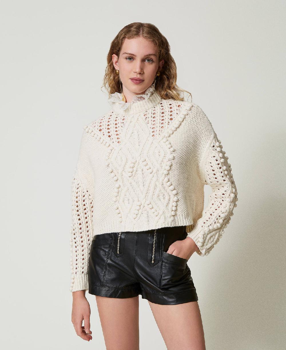 Scee by twin set Maglia in misto lana con mix di punti Fornitura limitata