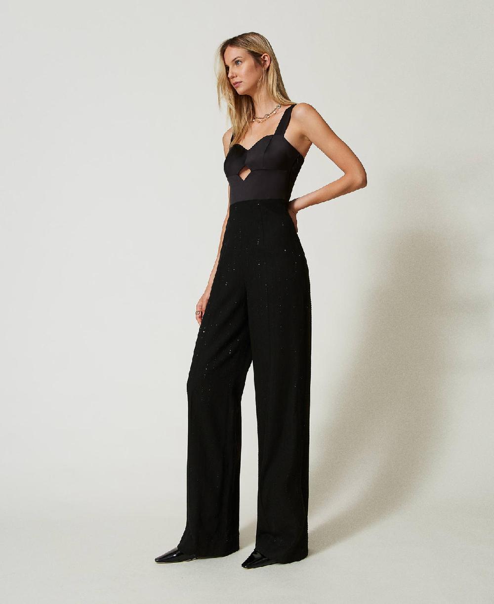 Scee by twin set Tuta in raso e in panno con paillettes Cyber Monday