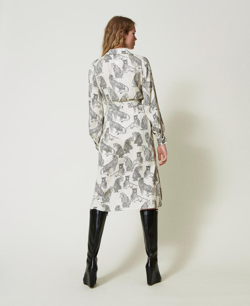 Scee by twin set Abito longuette jacquard con stampa giaguaro Offerta San Valentino
