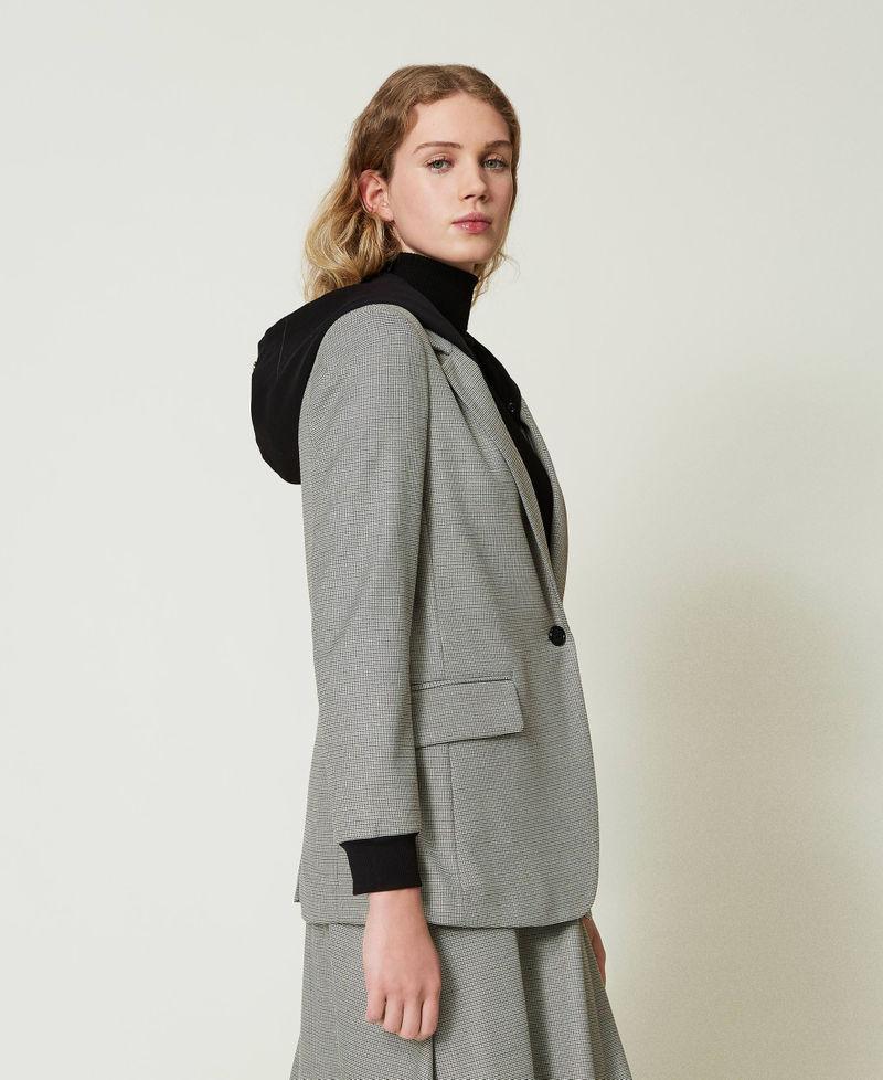 Scee by twin set Giacca blazer in pied de poule con cappuccio Smaltimento dello stoccaggio
