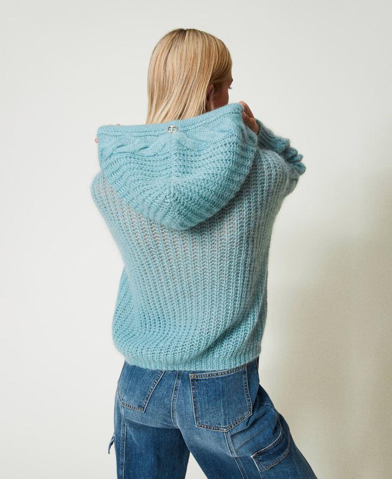 Scee by twin set Maglia in lana e mohair con cappuccio Vendita calda