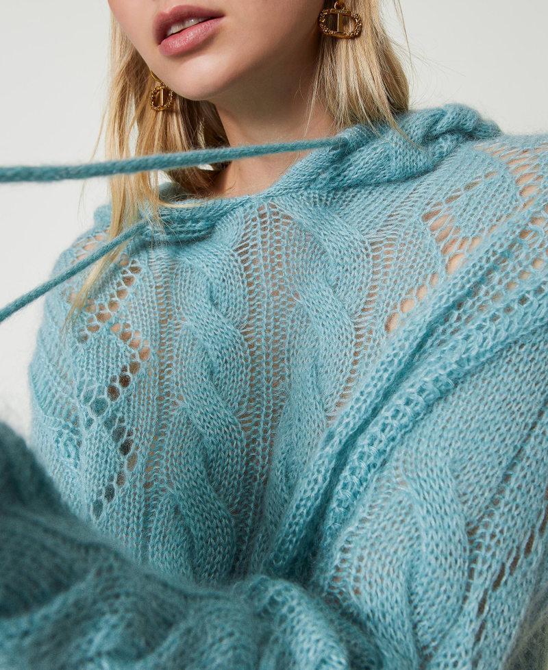 Scee by twin set Maglia in lana e mohair con cappuccio Vendita calda