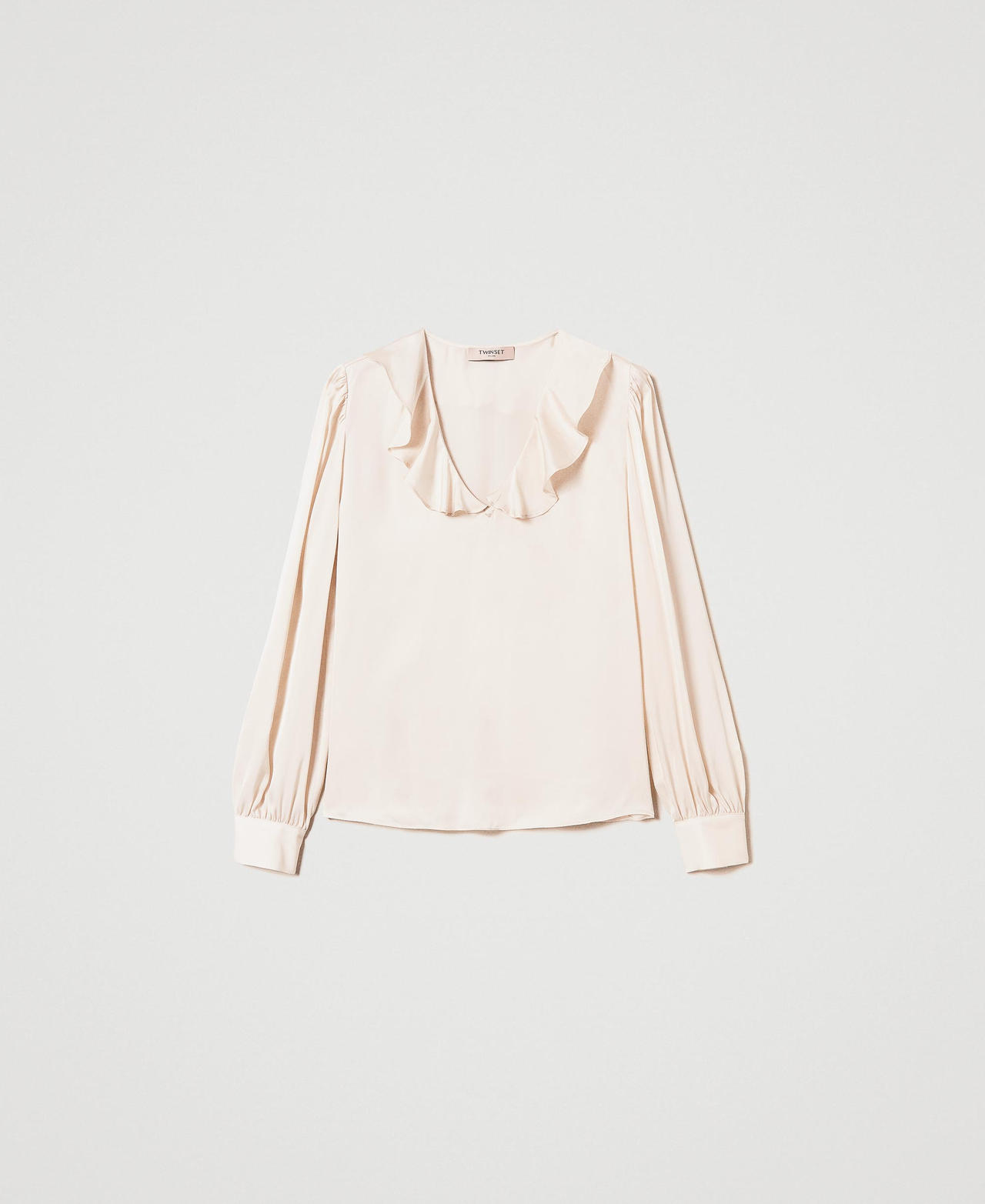 Scee by twin set Blusa in raso con volant Offerta migliore