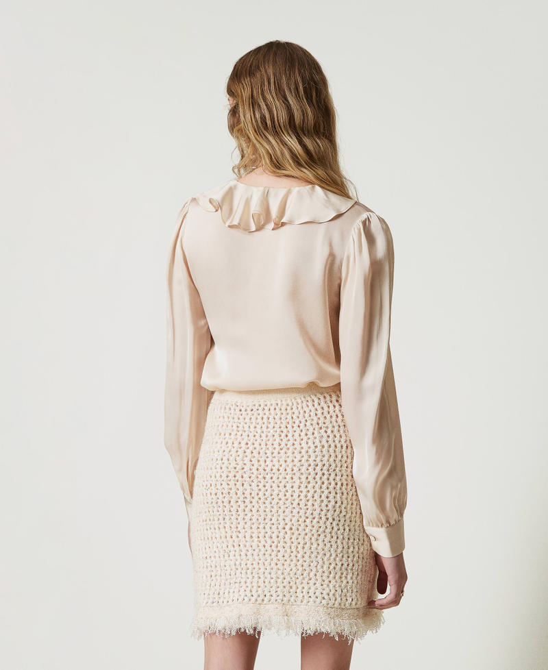 Scee by twin set Blusa in raso con volant Offerta migliore
