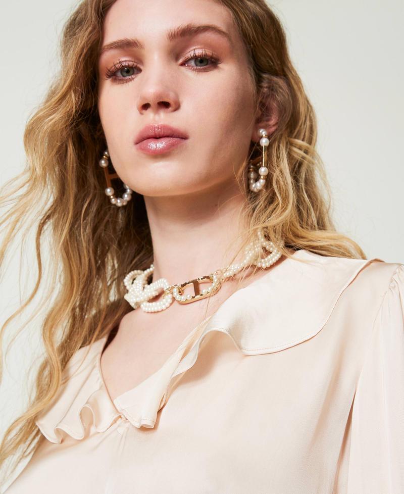 Scee by twin set Blusa in raso con volant Offerta migliore