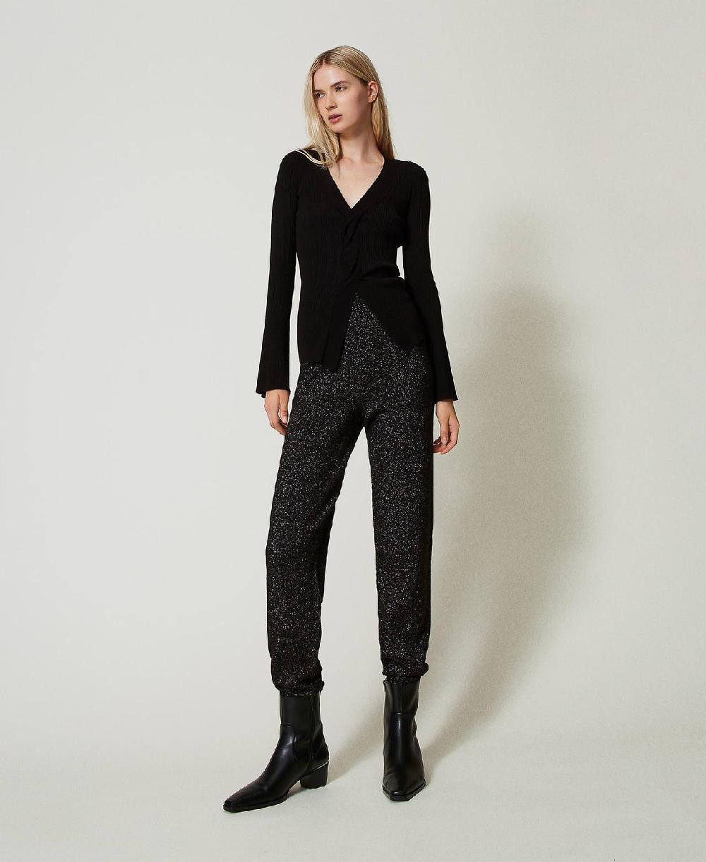 Scee by twin set Pantaloni joggers in maglia misto lana e lurex Latest fashion