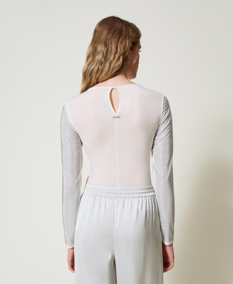 Scee by twin set T-shirt stretch con strass all over Grandi sconti