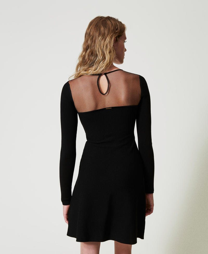 Scee by twin set Abito corto in maglia con tulle e ricamo Offerte stagionali
