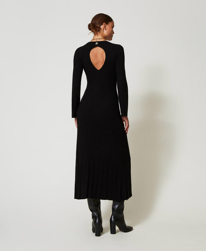Scee by twin set Abito lungo in maglia a coste con apertura Liquidazione