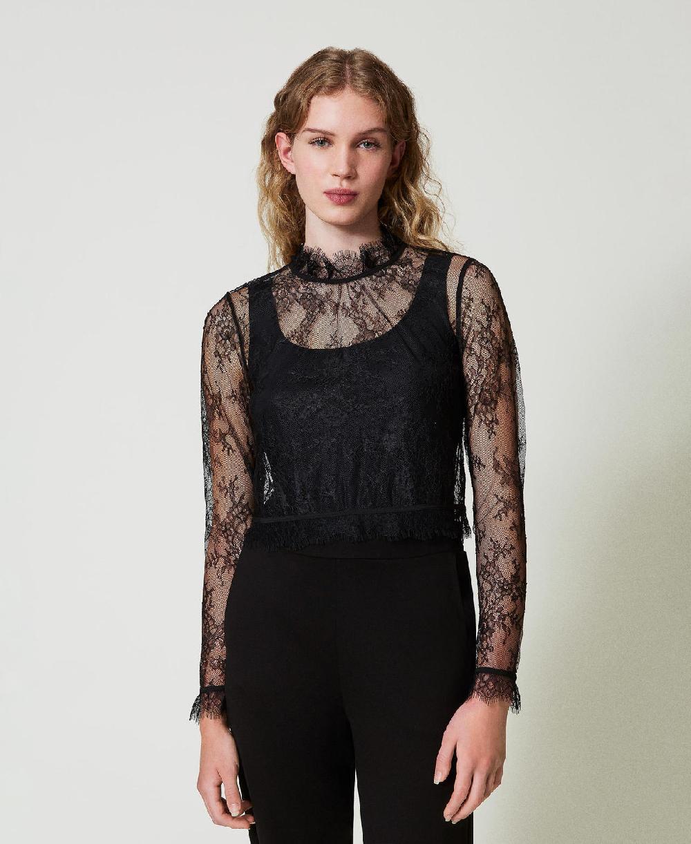Scee by twin set Blusa cropped in pizzo e top Offerte giornaliere
