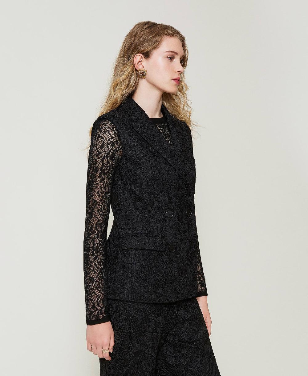 Scee by twin set Gilet doppiopetto in pizzo macramè Rilascio limitato