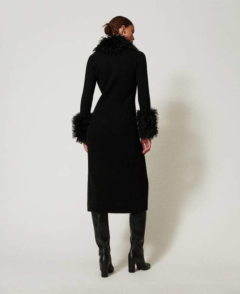 Scee by twin set Abito-cardigan lungo in misto lana e faux fur ACQUISTA ORA
