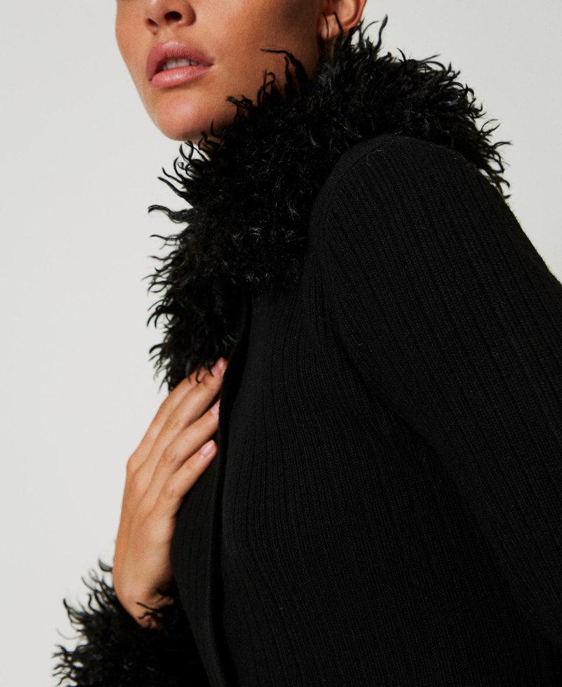 Scee by twin set Abito-cardigan lungo in misto lana e faux fur ACQUISTA ORA