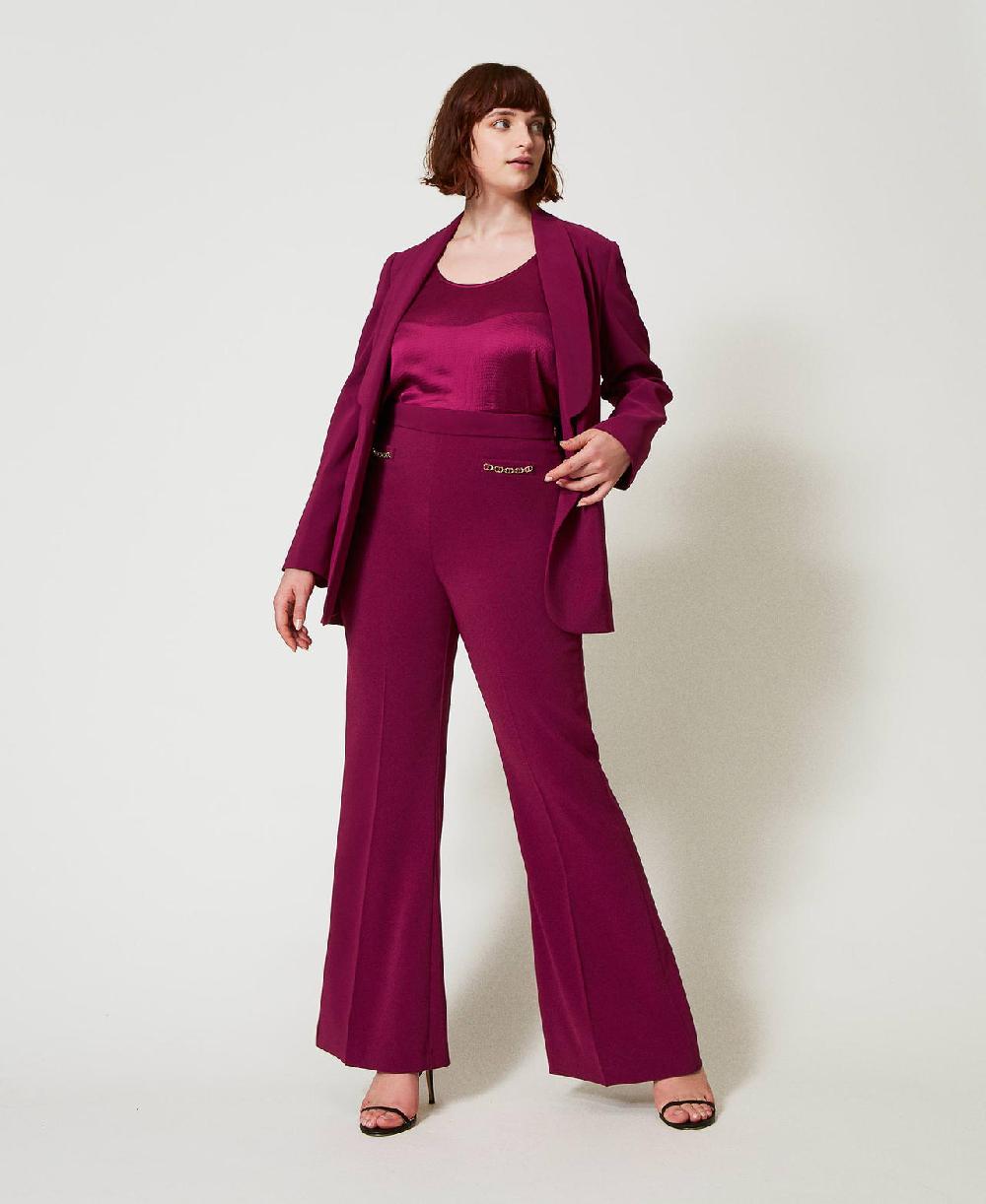 Scee by twin set Pantaloni flare con catena Oval T Fino al 50% di sconto