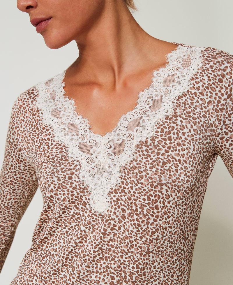 Scee by twin set Camicia da notte stampata con pizzo Fino al 60% di sconto