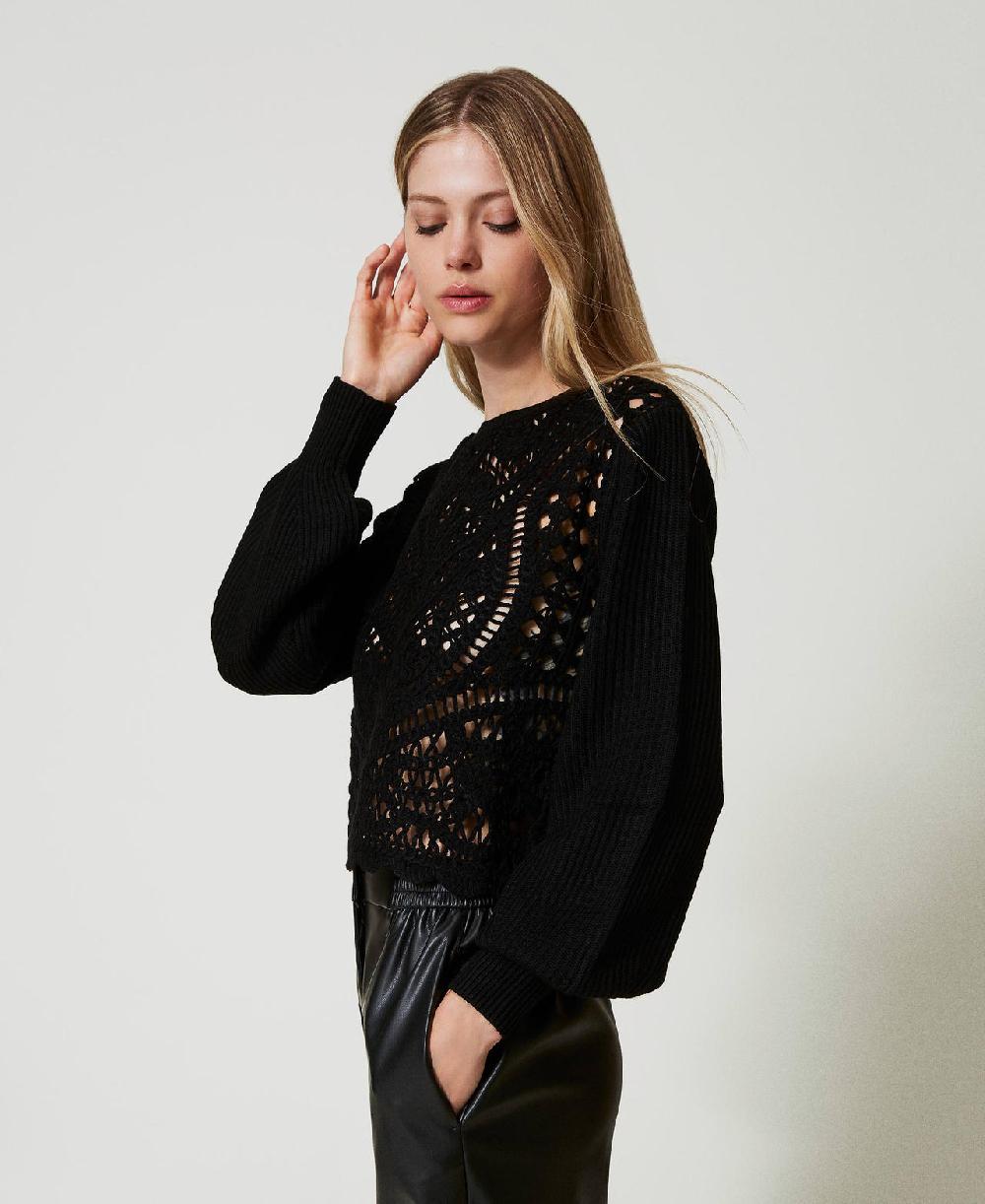 Scee by twin set Maglia in misto lana crochet Fino al 55% di sconto