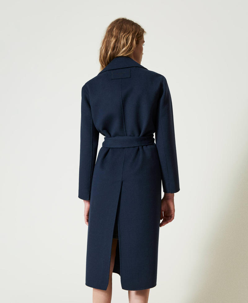 Scee by twin set Cappotto in panno double misto lana con piume Super sconto