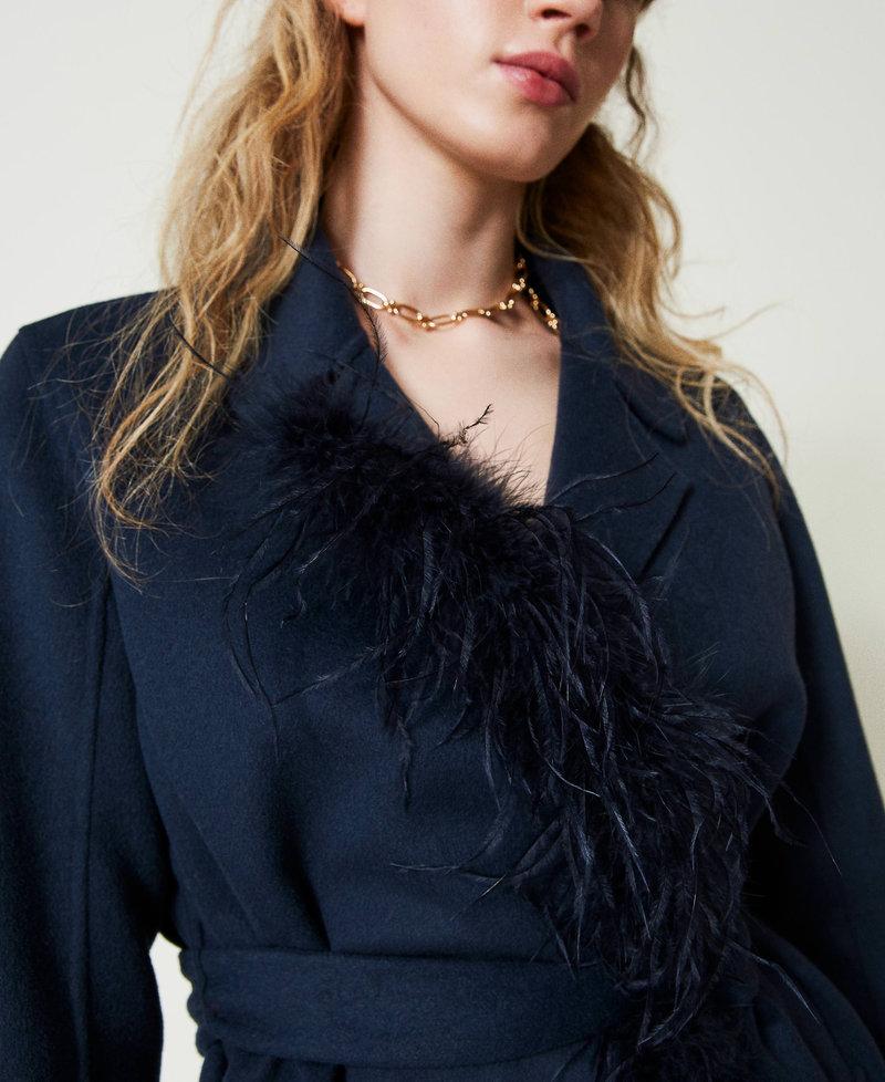 Scee by twin set Cappotto in panno double misto lana con piume Super sconto