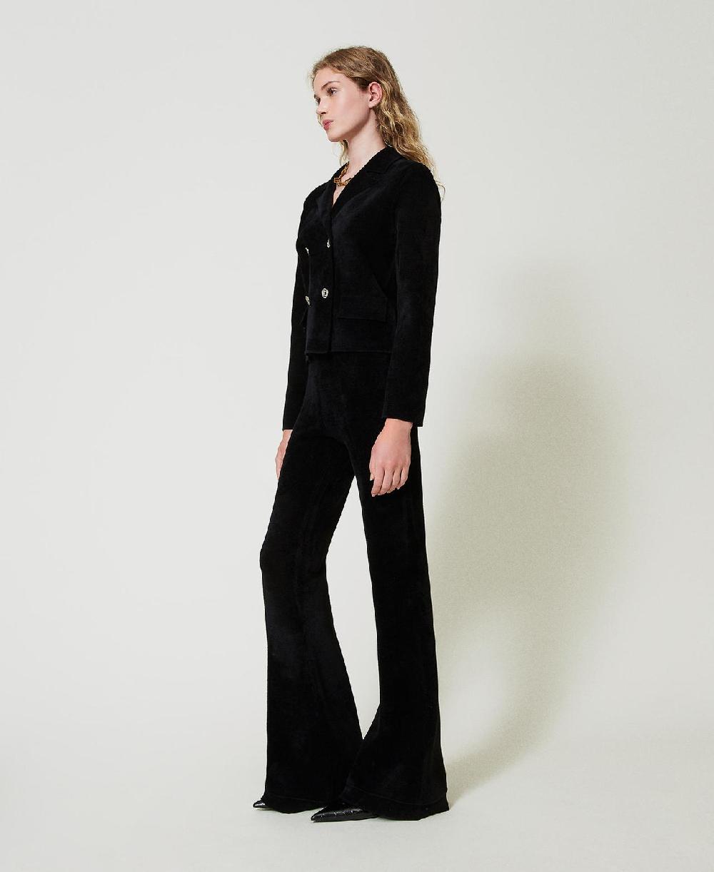 Scee by twin set Pantaloni flare in maglia con bottoni Oval T Enormi sconti