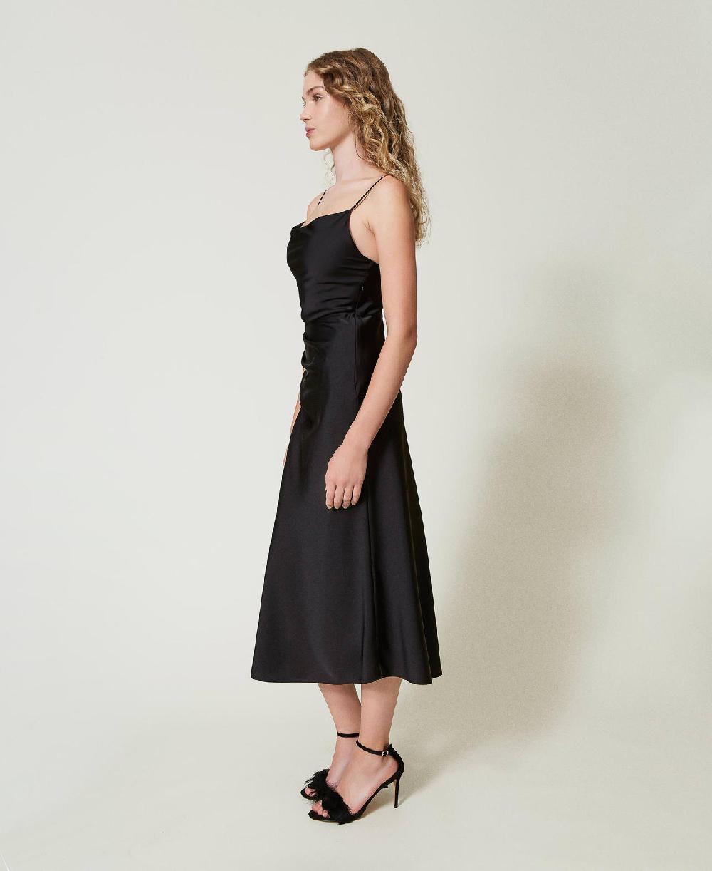 Scee by twin set Abito longuette in raso con drappeggio 50% di sconto con spedizione gratuita
