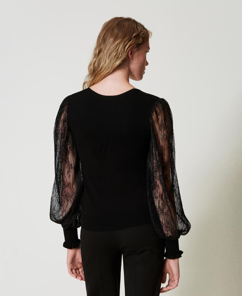 Scee by twin set Maglia doppio uso con maniche in pizzo Trasporto libero internazionale