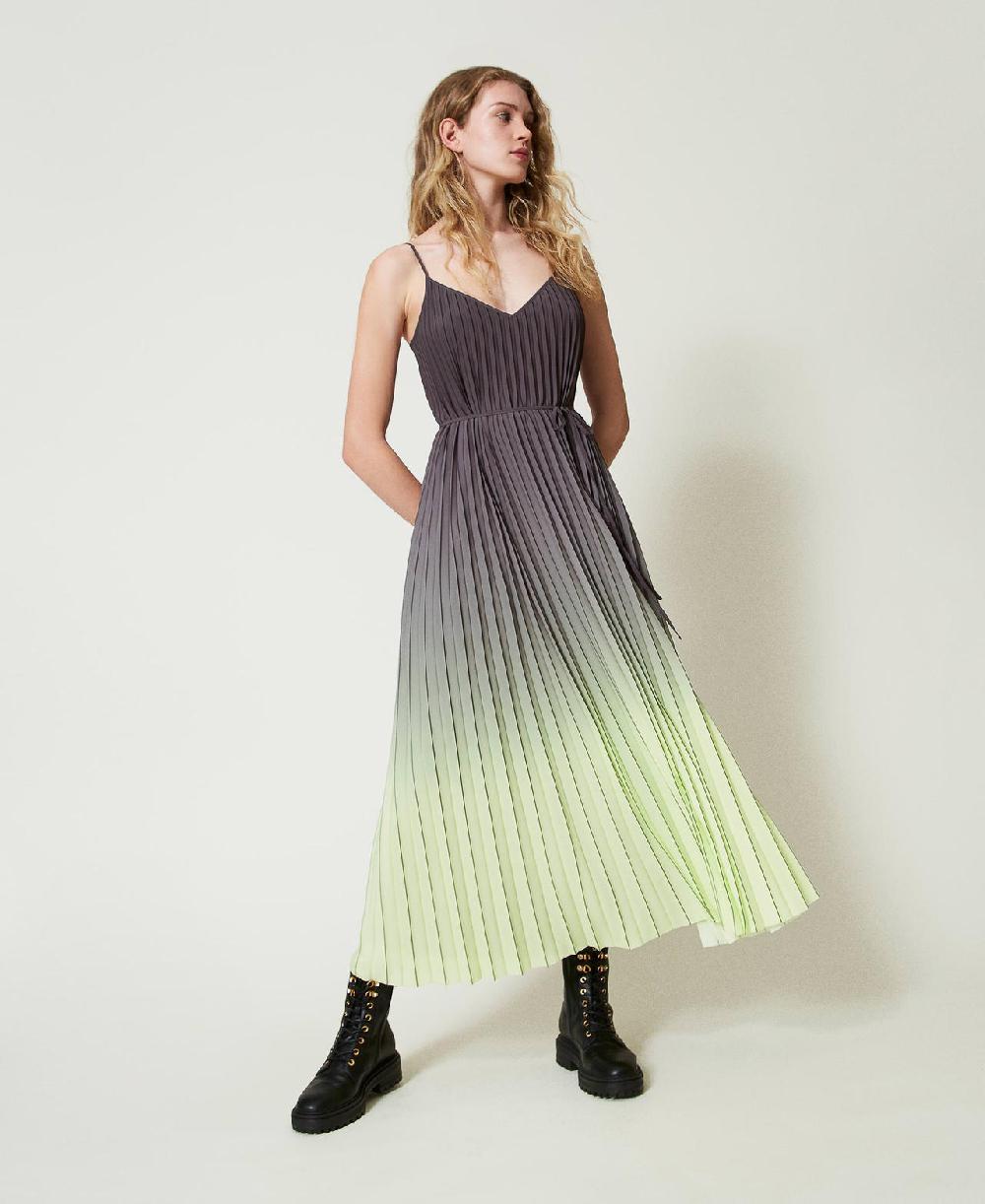 Scee by twin set Abito lungo in georgette plissé stampata 50% di sconto per tempo limitato