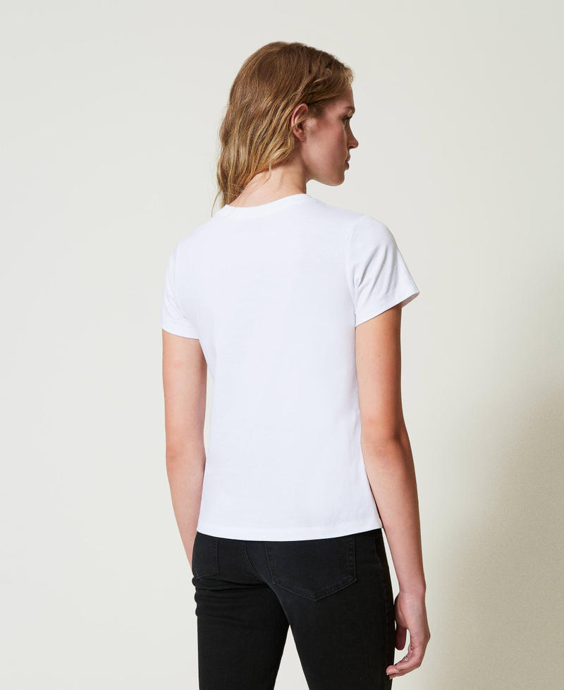 Scee by twin set T-shirt con balza in tulle e ricamo logo 2025