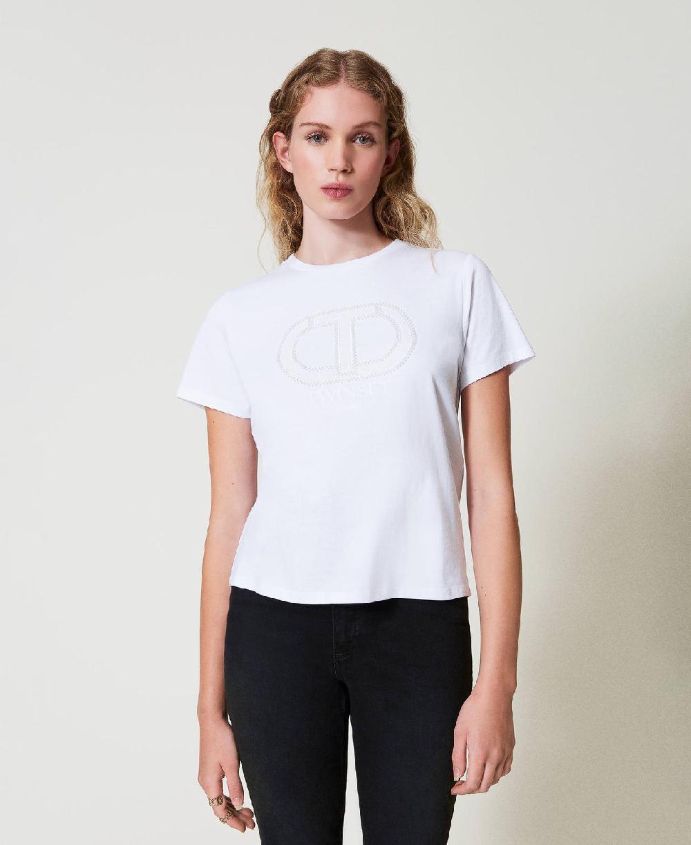 Scee by twin set T-shirt con ricamo logo Oval T Italia