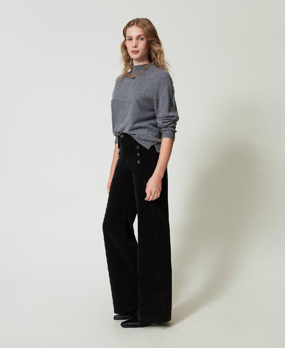 Scee by twin set Pantaloni in velluto con bottoni Nuovo