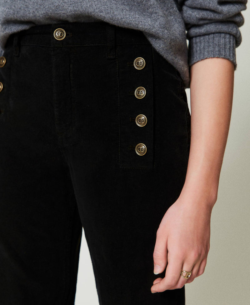 Scee by twin set Pantaloni in velluto con bottoni Nuovo