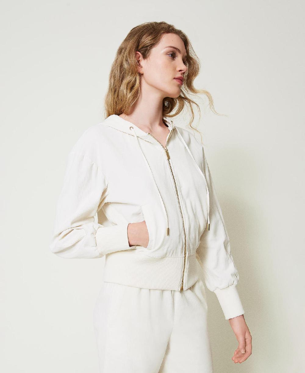 Scee by twin set Felpa in velluto con cappuccio Acquista Ora