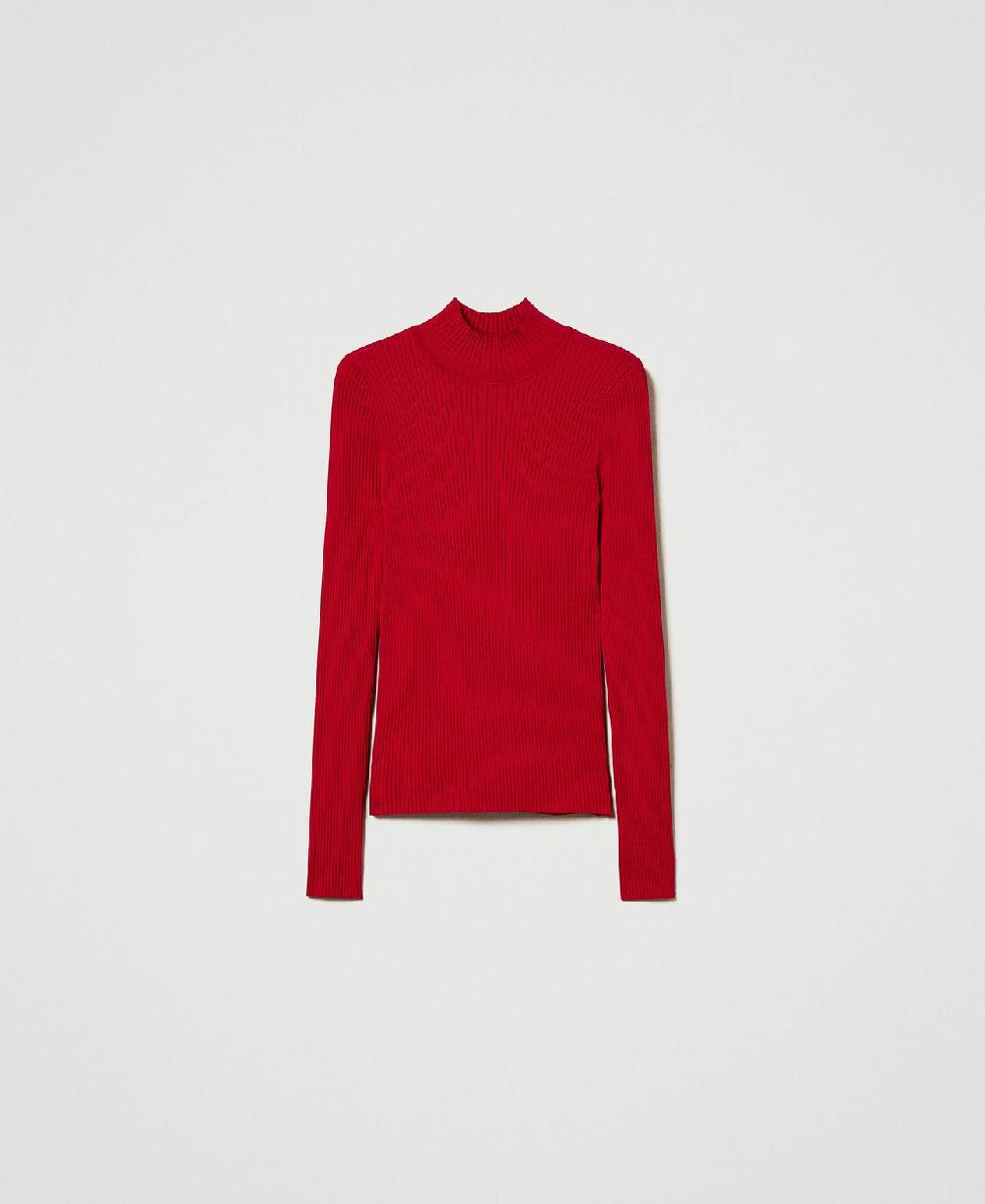 Scee by twin set Maglia fitted a costine con apertura Consegna Veloce