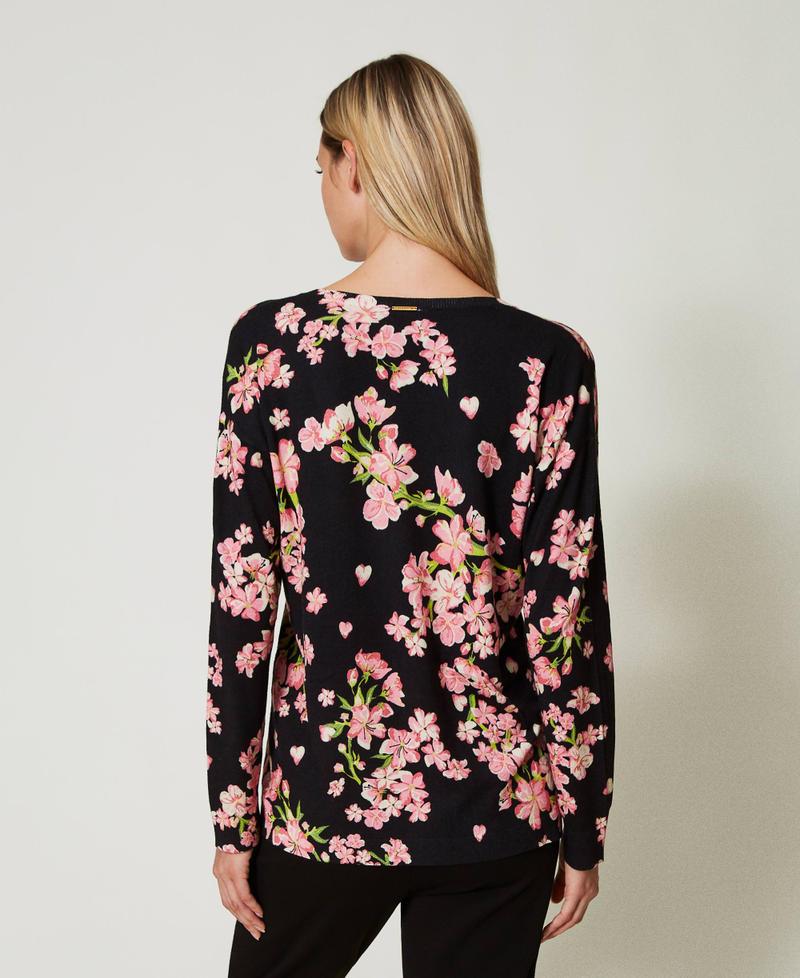 Scee by twin set Maglia con stampa a fiori e pizzo Shopping Online