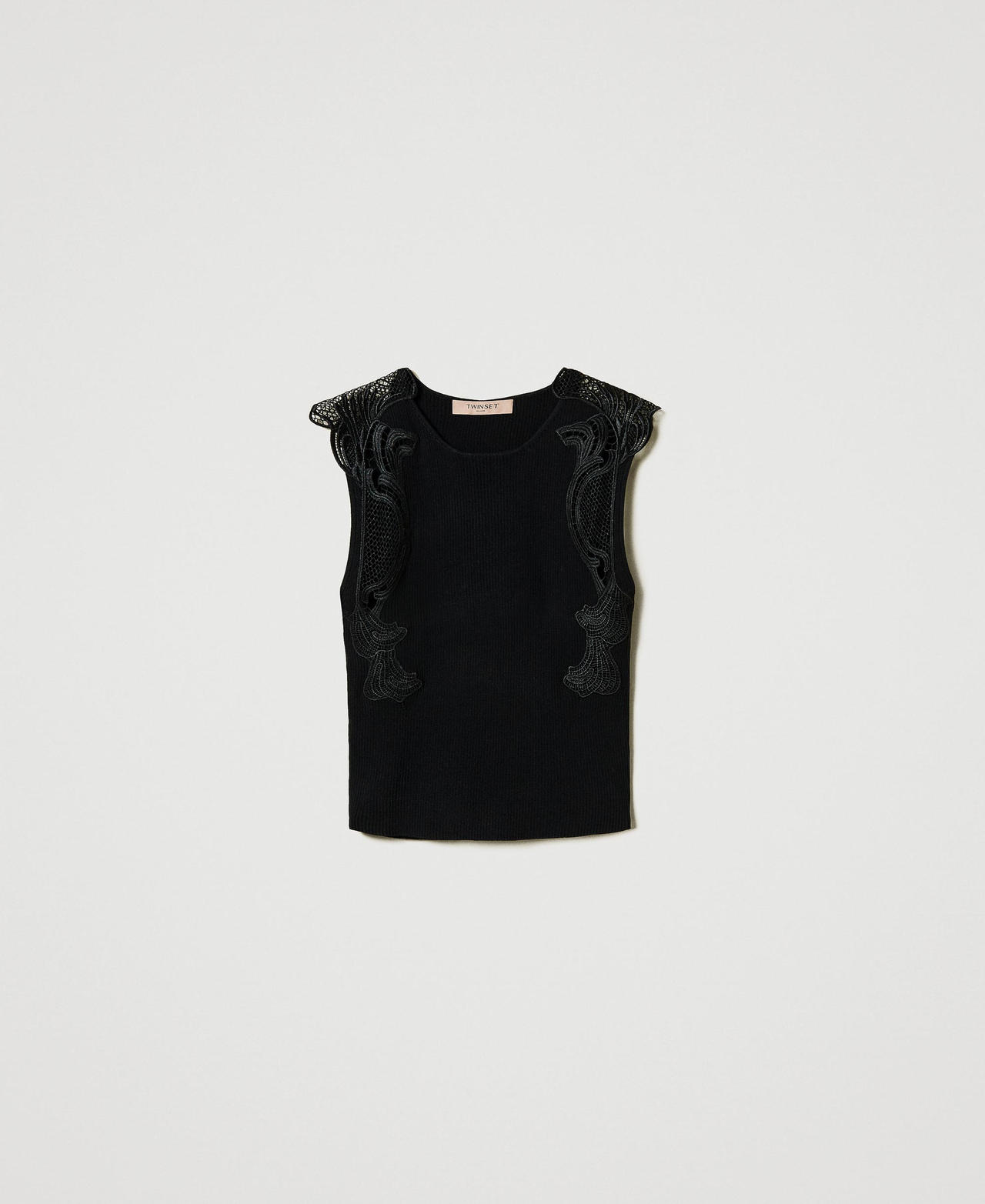 Scee by twin set Top in maglia con pizzo Prezzo Ridotto
