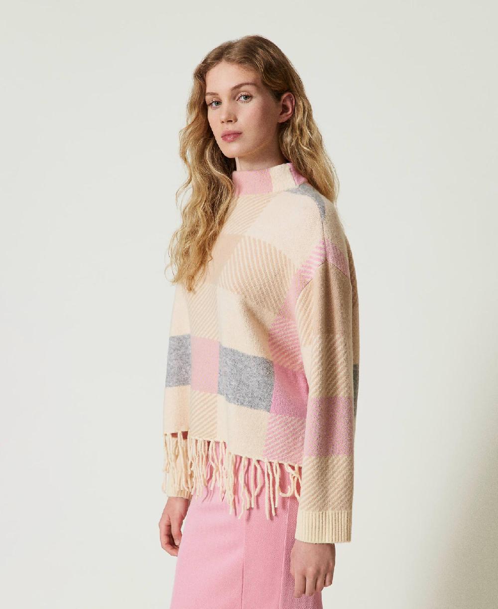 Scee by twin set Maglia jacquard con frange Presa