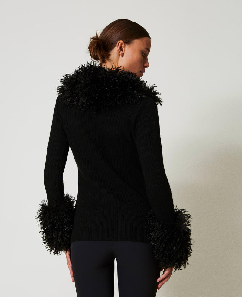 Scee by twin set Cardigan in misto lana e faux fur Sconto