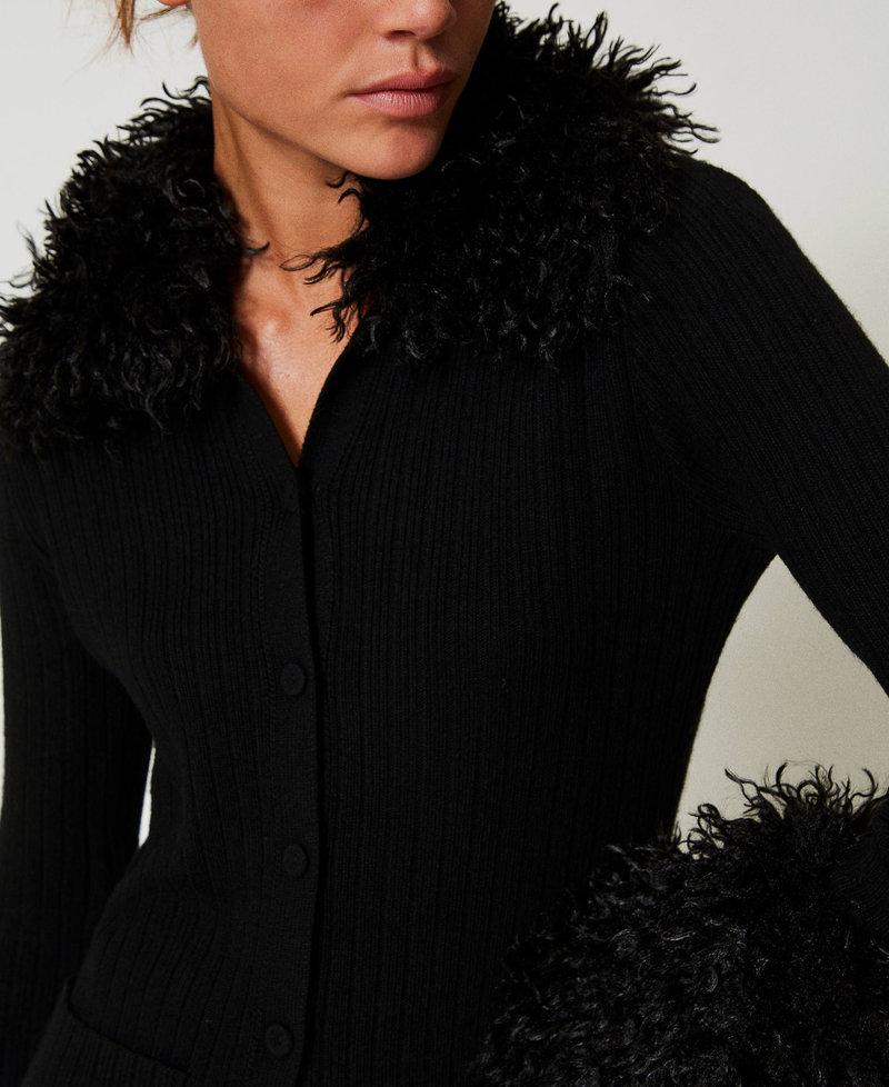 Scee by twin set Cardigan in misto lana e faux fur Sconto