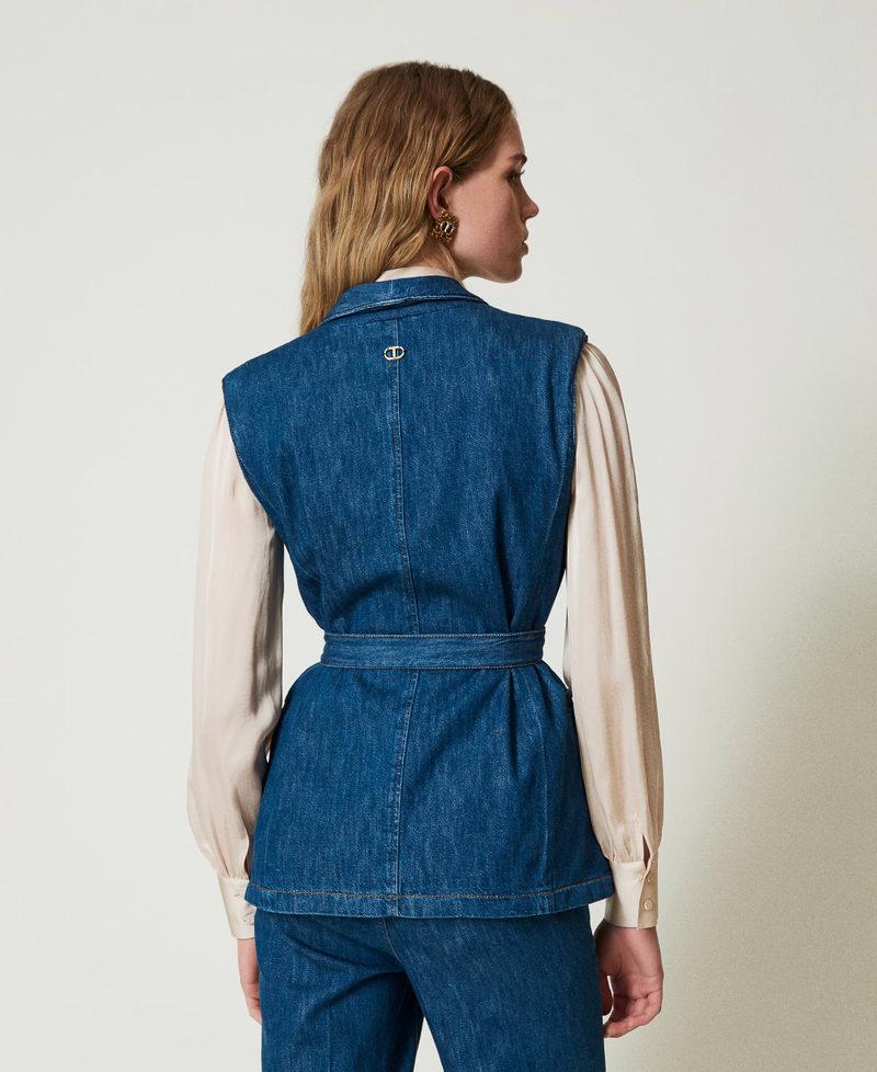 Scee by twin set Gilet in jeans con cintura Offerta