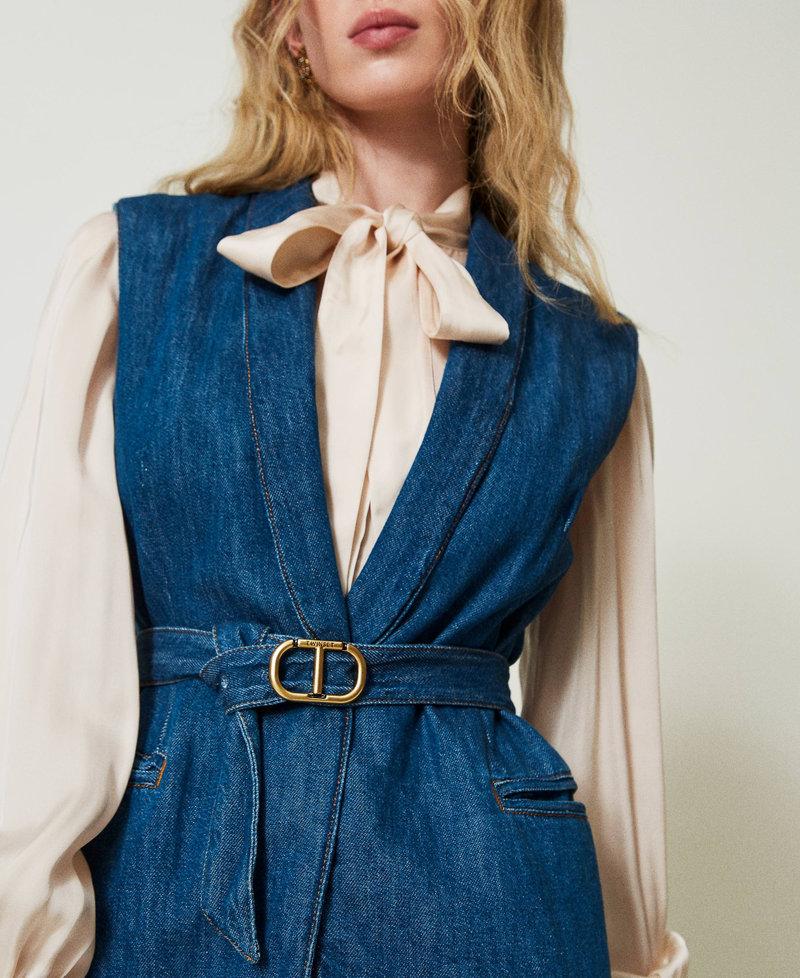 Scee by twin set Gilet in jeans con cintura Offerta